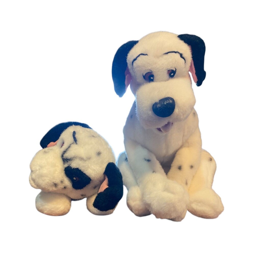 Vintage 101 Dalmatians Plush‎ Disney Mattel 1991? Pongo and Lucky Set Dalmatians